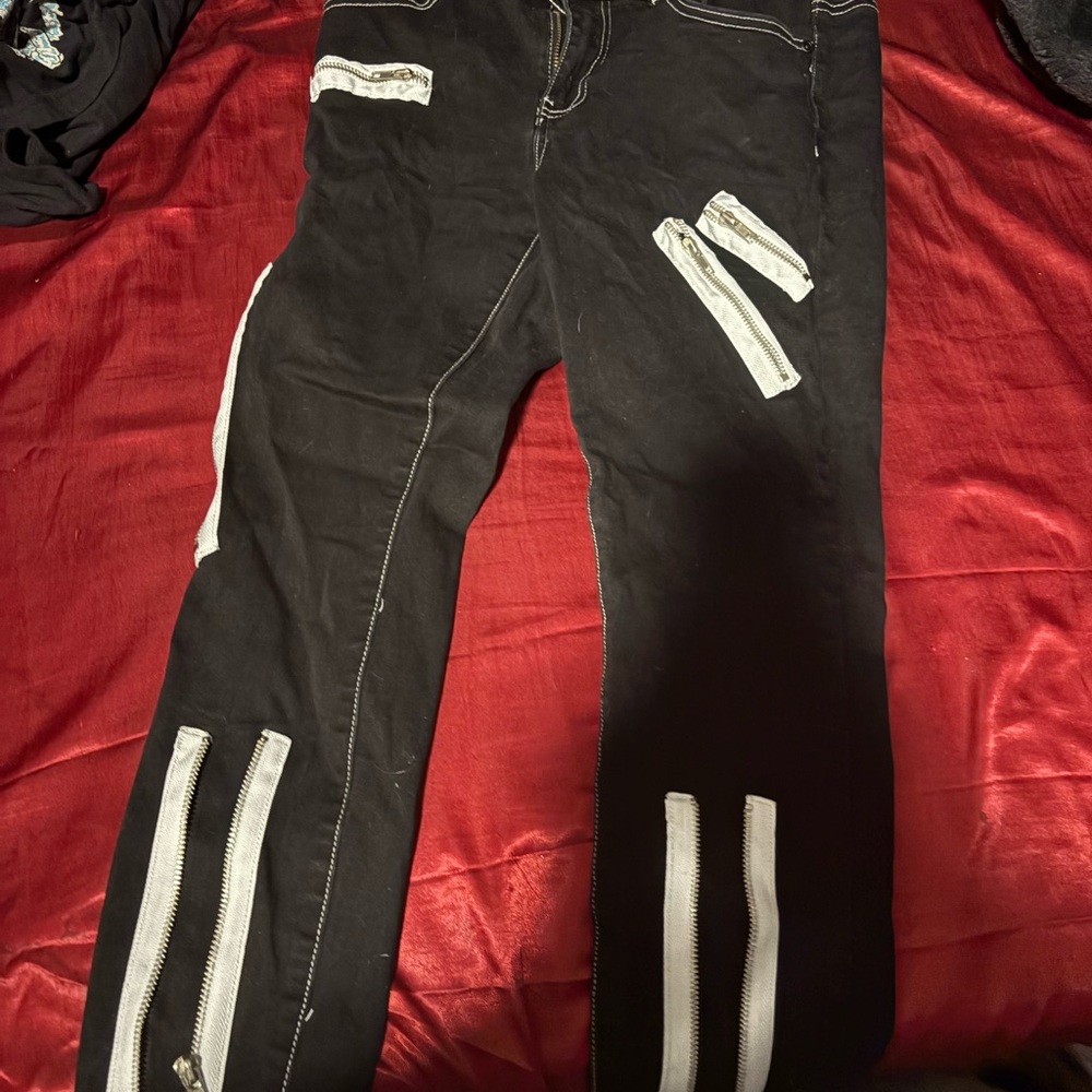 Tripp NYC Black Skinny Jeans with White Accents